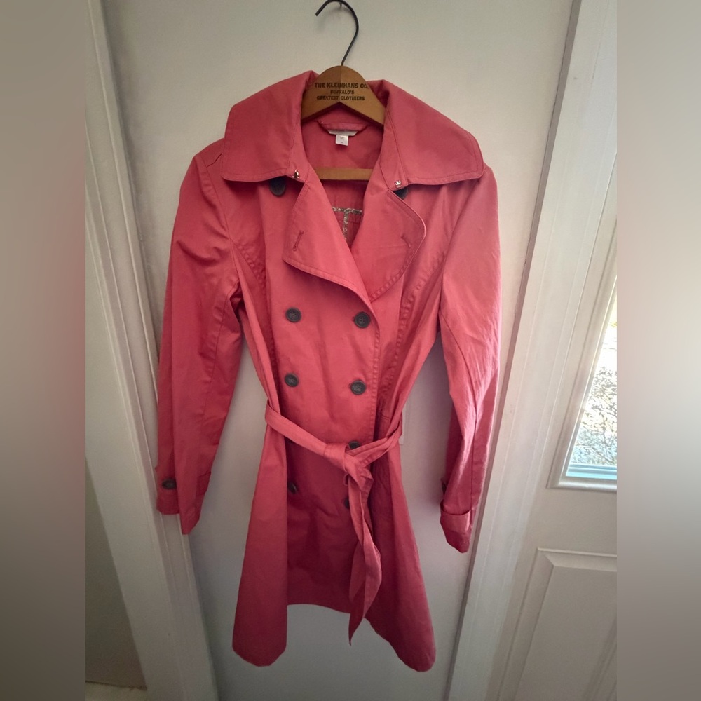 Garnet Hill size 2 petite dusty mauve pink trench coat. 💕 classic spring coat
